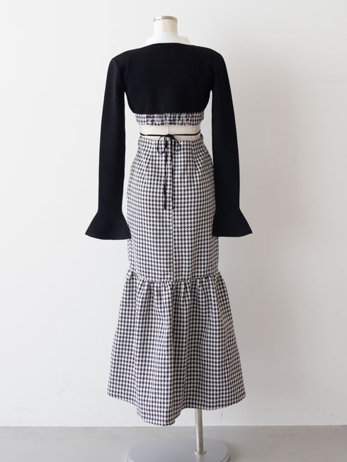 Back open houndstooth ensemble
